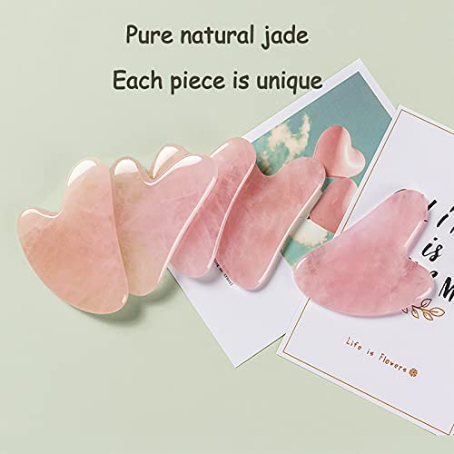 Gua Sha Massage Tool, Natural Jade Rose Quartz gua sha Stone Neck Body SPA Ac...