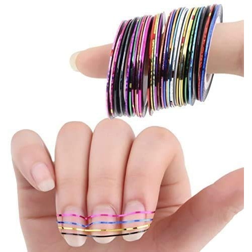 30 Colors Multicolor Mixed Colors Rolls Striping Tape Line Nail Art Decoratio...