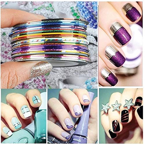 30 Colors Multicolor Mixed Colors Rolls Striping Tape Line Nail Art Decoratio...