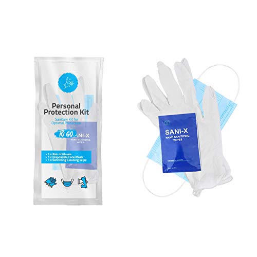 All-in-One Personal Protection Kits to GO - 10 Pack - With Plastic Gloves, Ha...