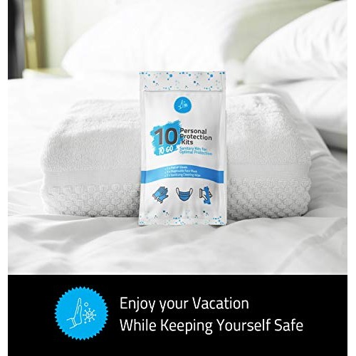 All-in-One Personal Protection Kits to GO - 10 Pack - With Plastic Gloves, Ha...