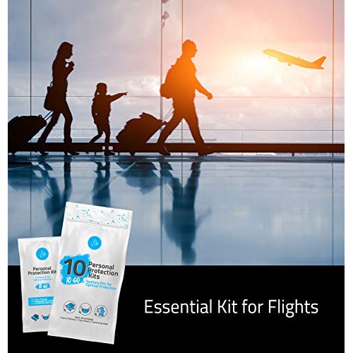 All-in-One Personal Protection Kits to GO - 10 Pack - With Plastic Gloves, Ha...