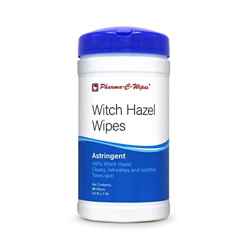 100% Witch Hazel Wipes (1 Canister, 40 Wipes) Toner & Astringent Cleansing Cl...