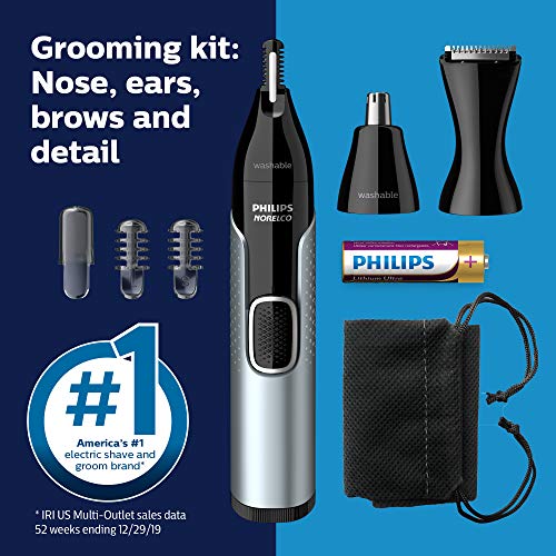 Philips Norelco Nose Trimmer 5000, For Nose, Ears, Eyebrows, Black and Silver...