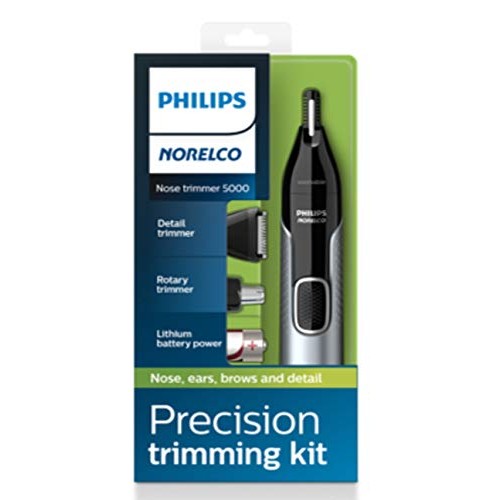Philips Norelco Nose Trimmer 5000, For Nose, Ears, Eyebrows, Black and Silver...