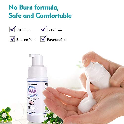 Eyelash Extension Cleanser Kit with Lashes Makeup Brush Tool-50ML Daily Foami...