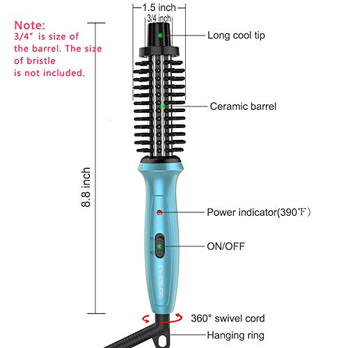 Mini Curling Iron PHOEBE Hair Brush for Travel, 3/4 Inch Dual Voltage Ceramic...