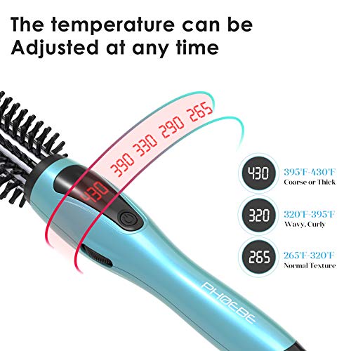 PHOEBE Curling Iron Brush 1 inch Anti-Scald Bristles Instant Heat Up Curling ...