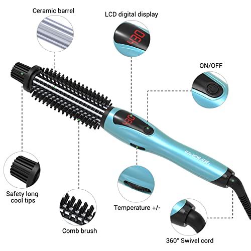 PHOEBE Curling Iron Brush 1 inch Anti-Scald Bristles Instant Heat Up Curling ...