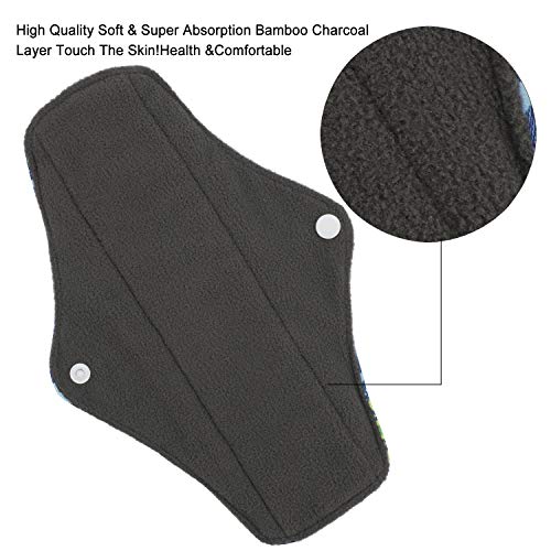 Reusable Menstrual Pads (7 in 1, 10in*7in), PHOGARY Bamboo Cloth Pads for Hea...