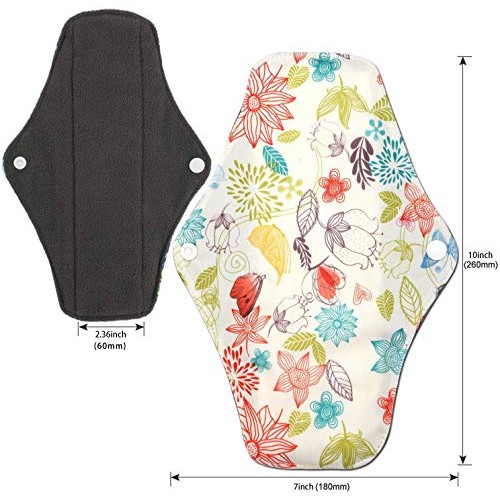 Reusable Menstrual Pads (7 in 1, 10in*7in), PHOGARY Bamboo Cloth Pads for Hea...