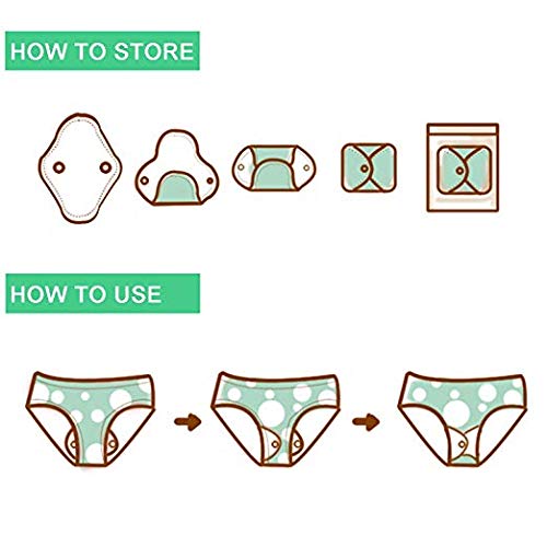 Reusable Menstrual Pads (7 in 1, 10in*7in), PHOGARY Bamboo Cloth Pads for Hea...