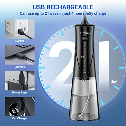 Power Flosser by Water with Flosser Cordless, PHYLIAN Portable Dental Oral Ir...