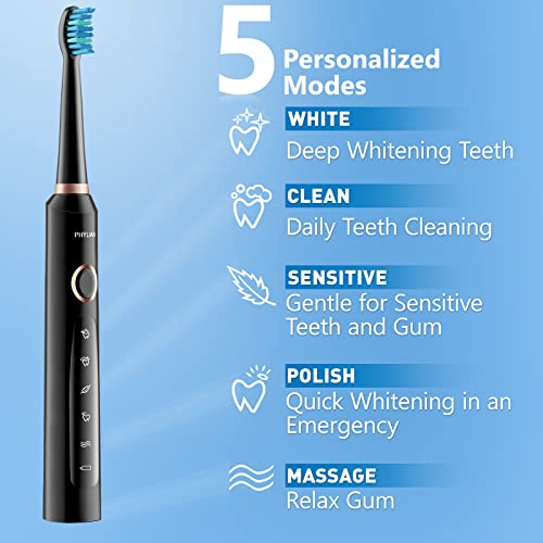 Sonic Electric Toothbrush for Adults， Electric Toothbrushes with 8 Brush Hea...