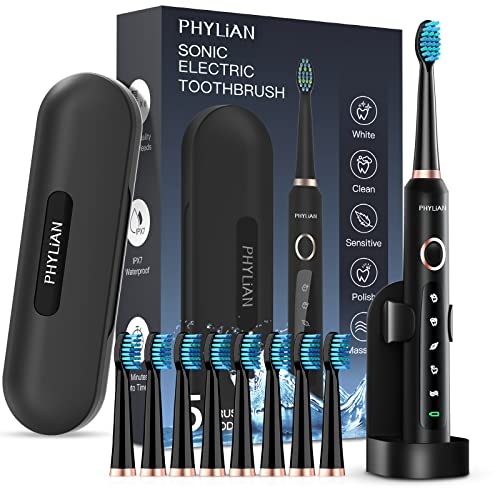 Sonic Electric Toothbrush for Adults， Electric Toothbrushes with 8 Brush Hea...