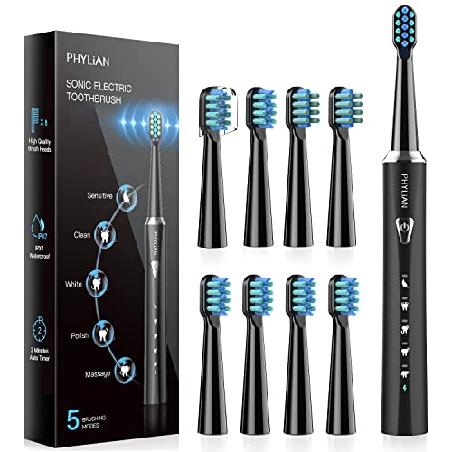 Sonic Electric Toothbrush for Adults, PHYLIAN High Power Rechargeable Toothbr...