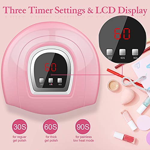 LED Nail Lamp, Professional Nail Dryer 54W, Portable Nail Dryer with Timer/Se...