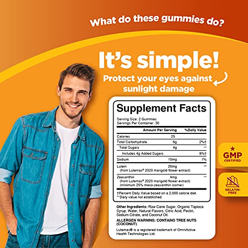 Lutein and Zeaxanthin Eye Vitamin Gummies - Delicious Zeaxanthin Plus Lutein ...