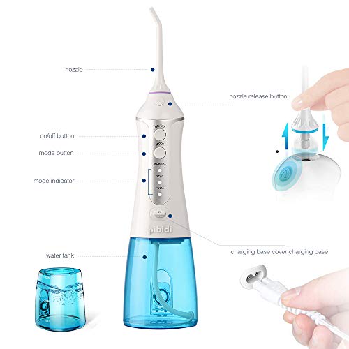 pibidi Water Flosser Professional Cordless Dental Oral Irrigator, Portable an...