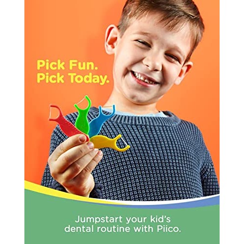 Piico Kids Flossers, Dual Line Unflavored Dental Floss Picks Without Fluoride...