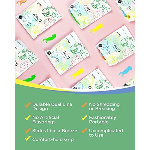 Piico Kids Flossers, Dual Line Unflavored Dental Floss Picks Without Fluoride...