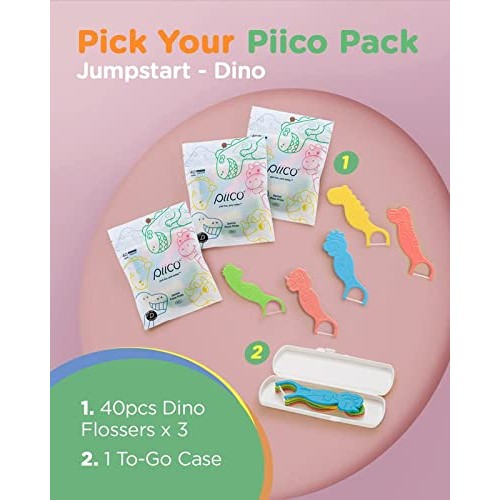 Piico Kids Flossers, Dual Line Unflavored Dental Floss Picks Without Fluoride...