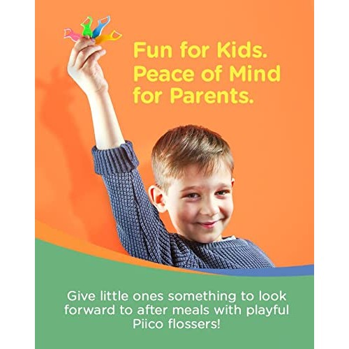 Piico Kids Flossers, Dual Line Unflavored Dental Floss Picks Without Fluoride...