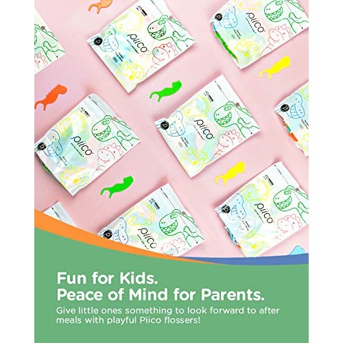 Piico Kids Flossers, Dual Line Unflavored Dental Floss Picks Without Fluoride...