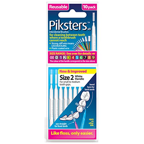 Piksters 0.55 mm Size 2 White Interdental Brush - 1 Pack of 10 Brushes