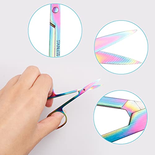 3 Pcs Eyebrow Scissors Small Beauty Scissors and Spoolie Brush, Mini Manicure...
