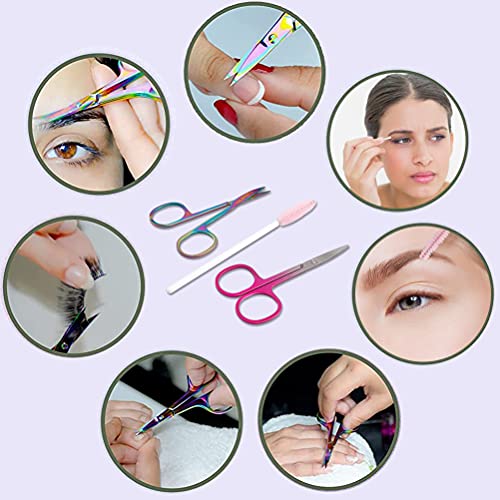 3 Pcs Eyebrow Scissors Small Beauty Scissors and Spoolie Brush, Mini Manicure...