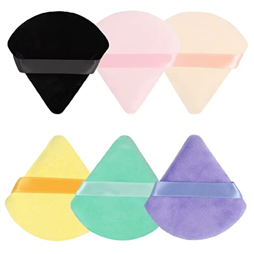 Pimoys 6 Pieces Powder Puff Soft Face Triangle Makeup Puff for Loose Powder B...