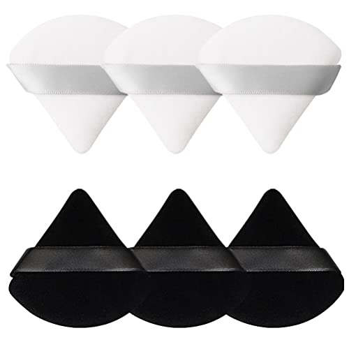 Pimoys 6 Pieces Pure Cotton Powder Puff Face Soft Triangle Makeup Puff Wedge ...