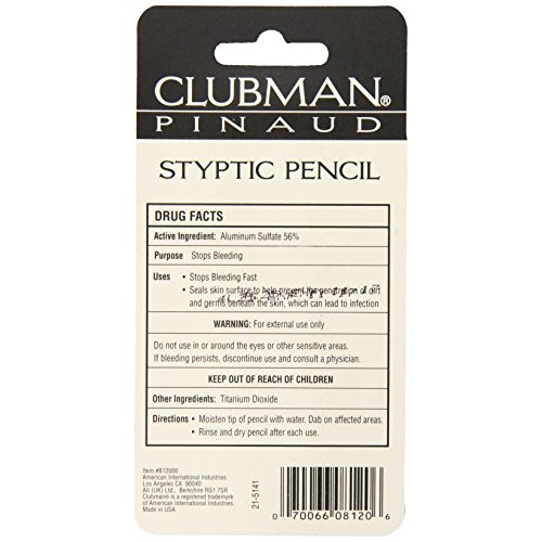 Pinaud Clubman Travel Size Styptic Pencil, 0.33 Ounce.