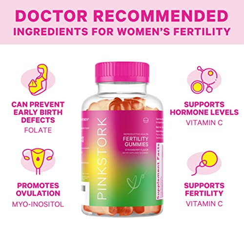 Pink Stork Fertility Gummies: Strawberry Fertility Supplements for Women, Hea...