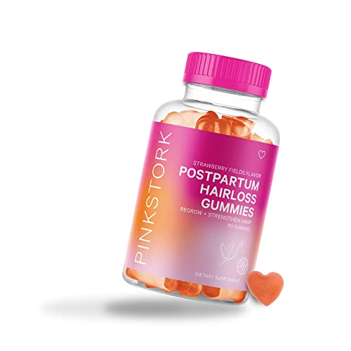 Pink Stork Postpartum Hair Loss Gummies: Hair Skin and Nails Vitamins, Postna...