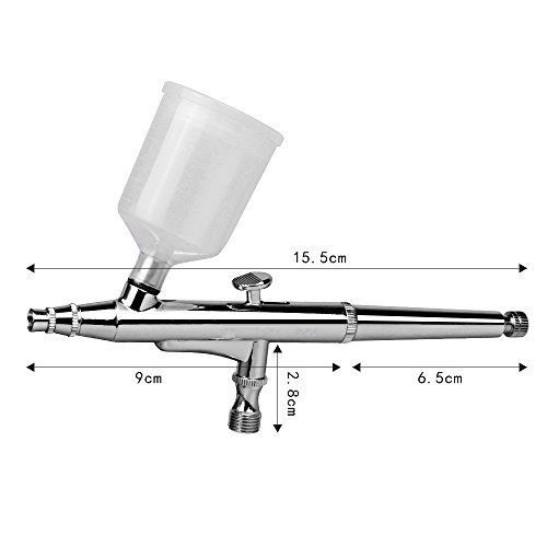 Pinkiou Airbrush Kit Large Capacity Cup Double-Action Trigger Air-Paint 0.3mm...