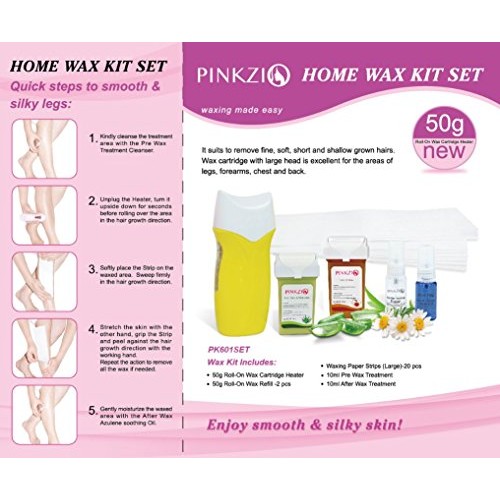PINKZIO Roll On Waxing kit ,6-in-1 Body Waxing Kit for Hair Removal with Wax ...
