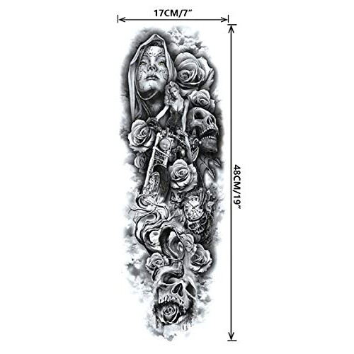 Full Arm Temporary Tattoo For Man Women L19“xW7”(12 Sheets)