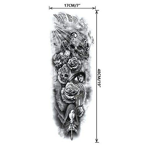 Full Arm Temporary Tattoo For Man Women L19“xW7”(12 Sheets)