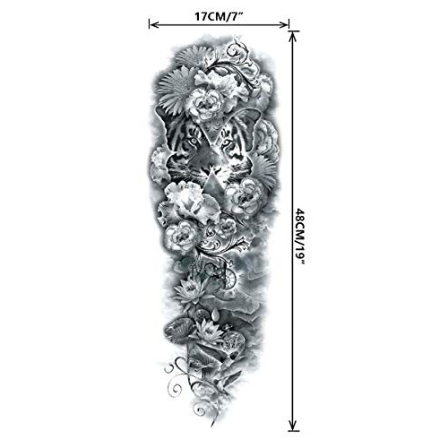 Full Arm Temporary Tattoo For Man Women L19“xW7”(12 Sheets)