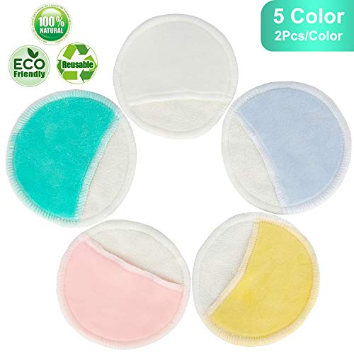 10pcs Organic Bamboo Makeup Remover Pads with Finger Pocket - 3 Layer Reusabl...
