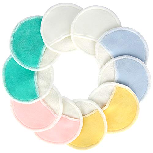 10pcs Organic Bamboo Makeup Remover Pads with Finger Pocket - 3 Layer Reusabl...