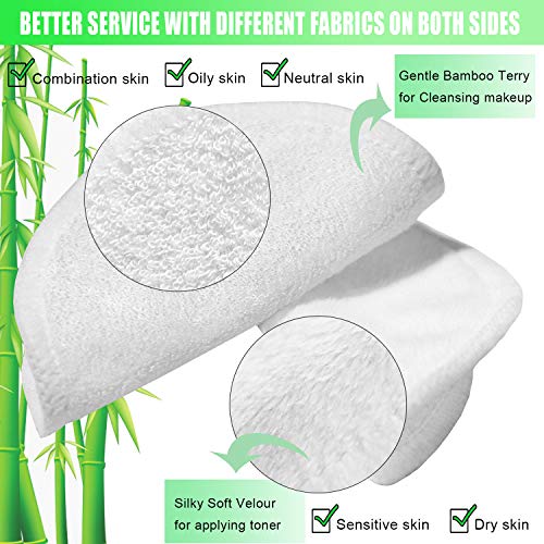 16 Pack Reusable Bamboo Makeup Remover Pads with Laundry Bag - 2 Layers 3.15i...