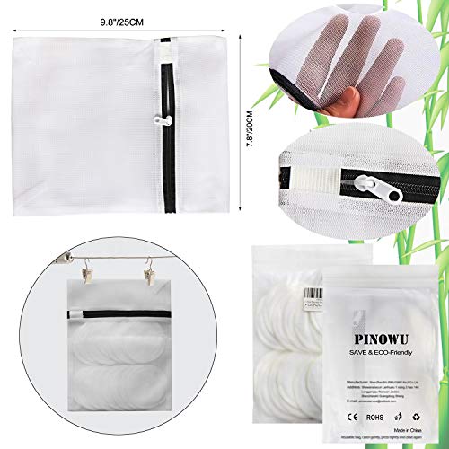 16 Pack Reusable Bamboo Makeup Remover Pads with Laundry Bag - 2 Layers 3.15i...