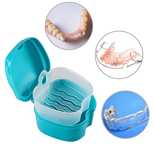Denture Bath Case Cup with Denture Cleaner Brush & Retainer Holder Box, Compl...