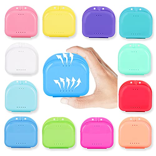 Retainer Case with Vent Holes, 3 Pack Orthodontic Mouth Guard Cases Cute Dent...