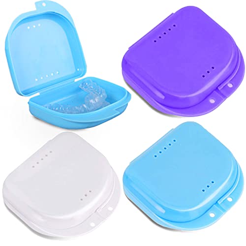 Retainer Case with Vent Holes, 3 Pack Orthodontic Mouth Guard Cases Cute Dent...