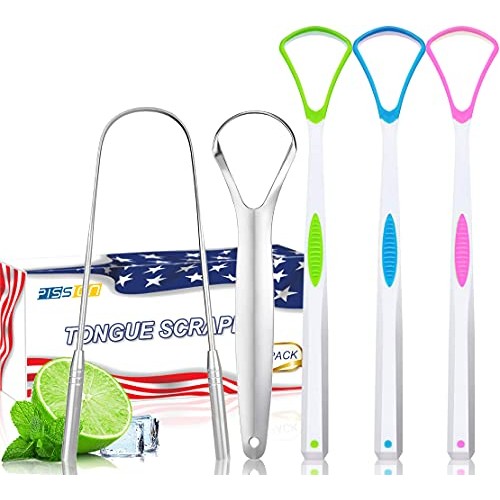 Tongue Scraper Cleaner for Adults Kids, 5 Pack 100% BPA Free Fresher Tongue T...