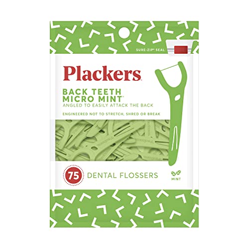 Plackers Back Teeth Micro Mint Dental Floss Picks, 75 Count